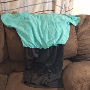 Elegant Black and Teal Midi Dress